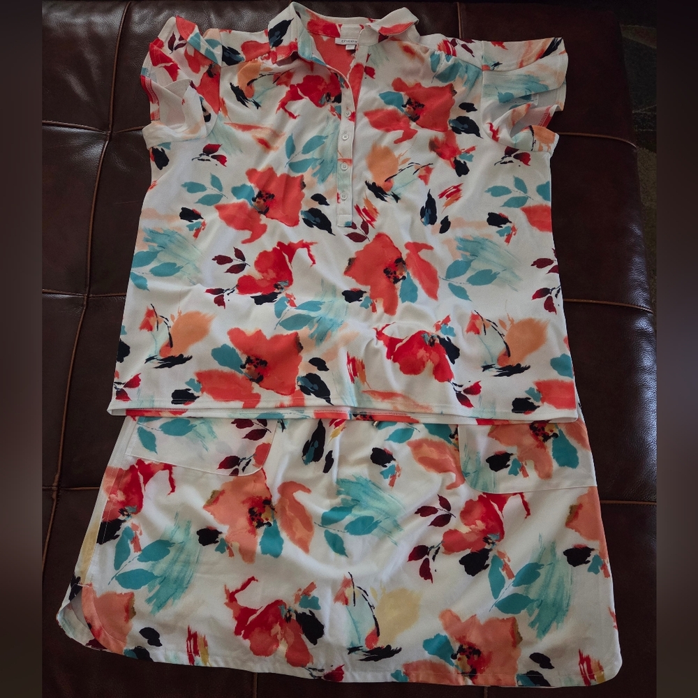 Chico's Floral Print Blouse and Skort Set Size XXL